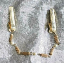 Elegant Mid Century Modern Cultured Pearl Gold-tone Sweater Clips 1960s vintage - $14.20