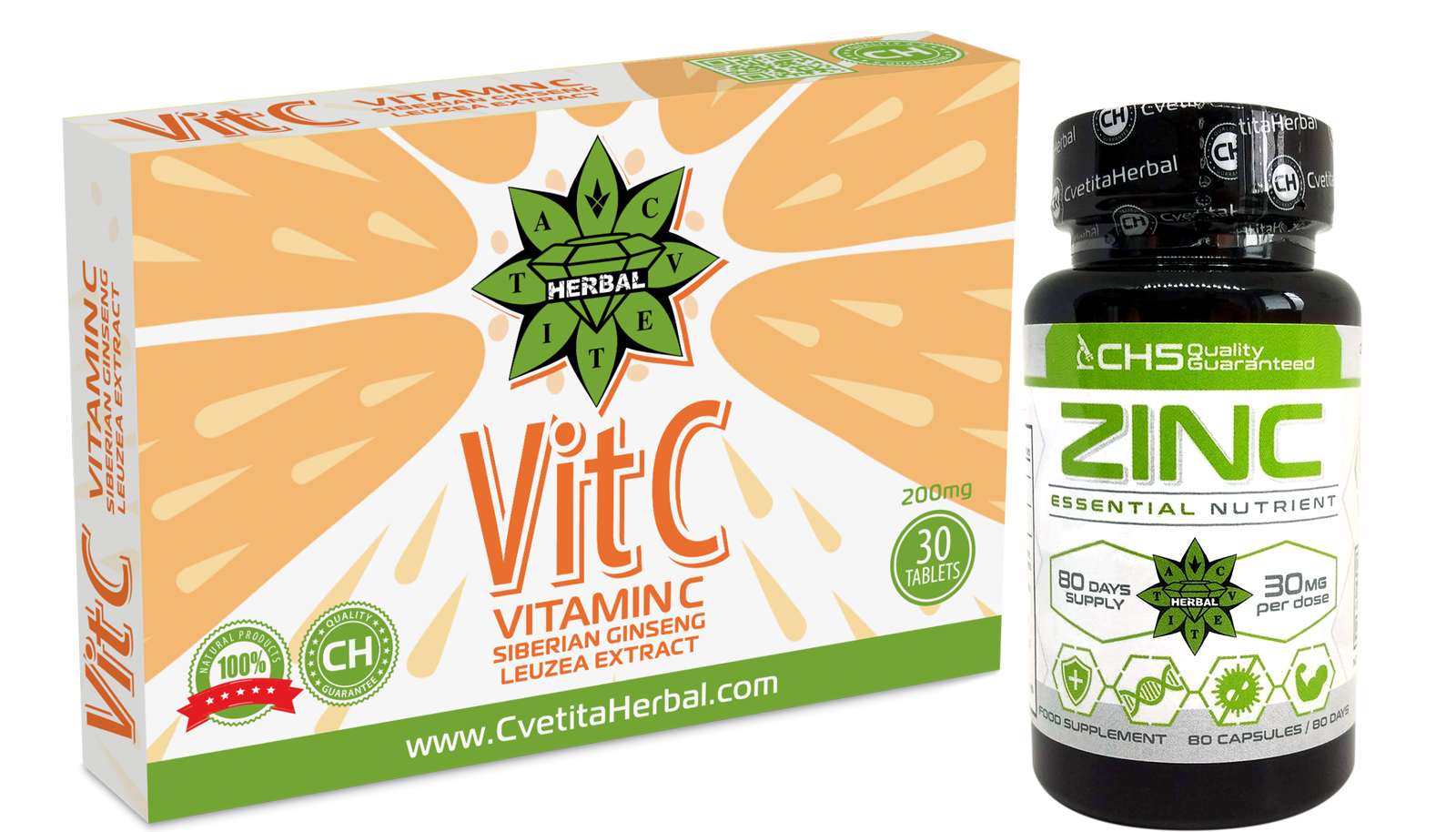 30 Tabs VITAMIN C + Leuzea + 80 Zinc Citrate IMMUNE BOOSTER Antivirus Colds Flu Vitamins