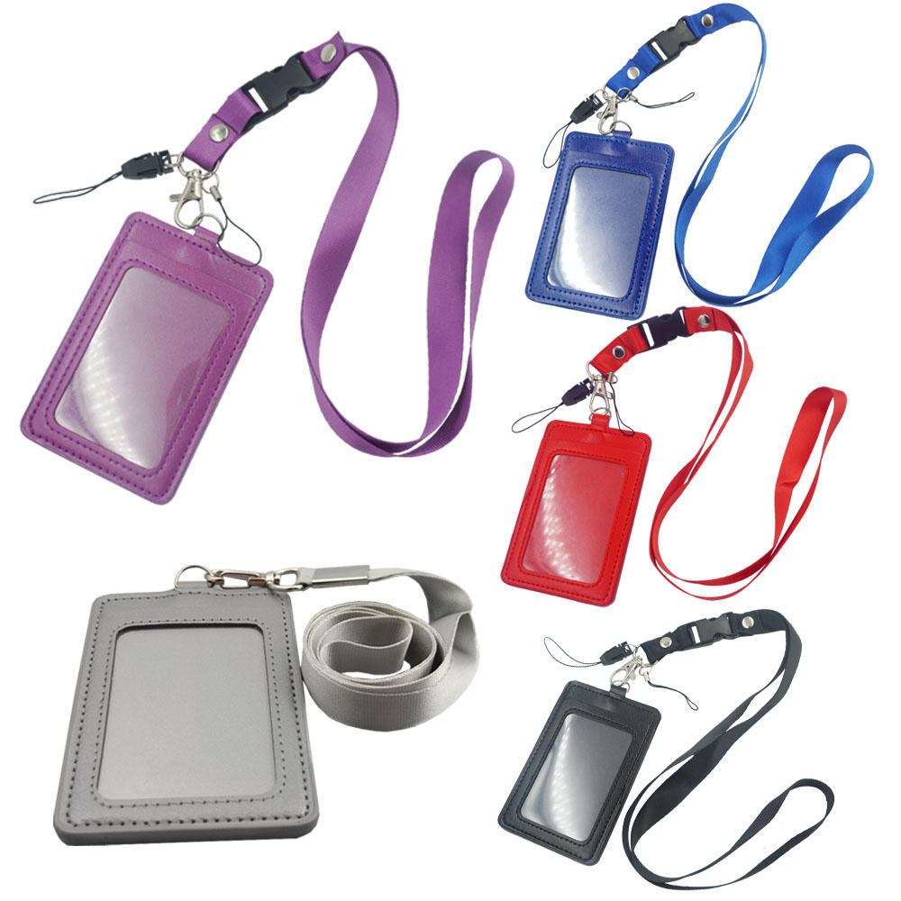 One Set ID Card Holder Vertical Strap Band Neck Lanyard Business Id Credit Card