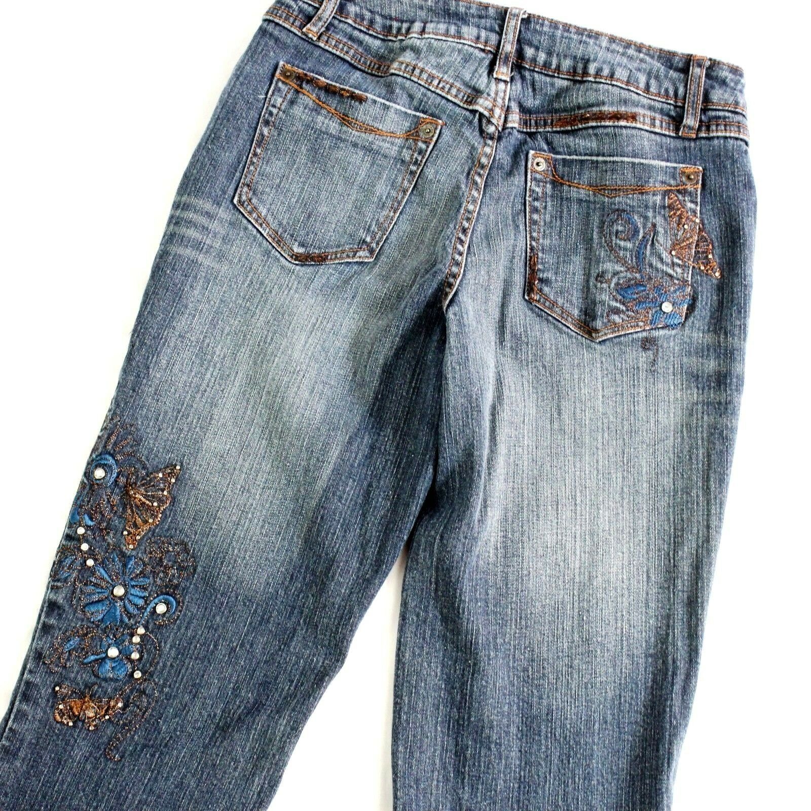 Gitano Low Rise Jeans Women 8 Embroidered 32 Inseam Embellished ...