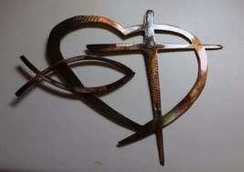 Heart With Cross & Fish Special - Metal Wall Art - Copper 9" x 11" - $24.98