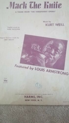 Primary image for 1955 MACK THE KNIFE Sheet Music LOUIS ARMSTRONG by Kurt Weill, Threepenny Opera