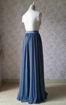 Dusty Blue Full Maxi Skirt Plus Size Chiffon Bridesmaid Skirt Wedding Outfit image 13