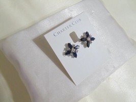 Charter Club Gold-Tone 3/4&quot; Crystal &amp; Blue Stone Stud Earrings S283 - $11.51