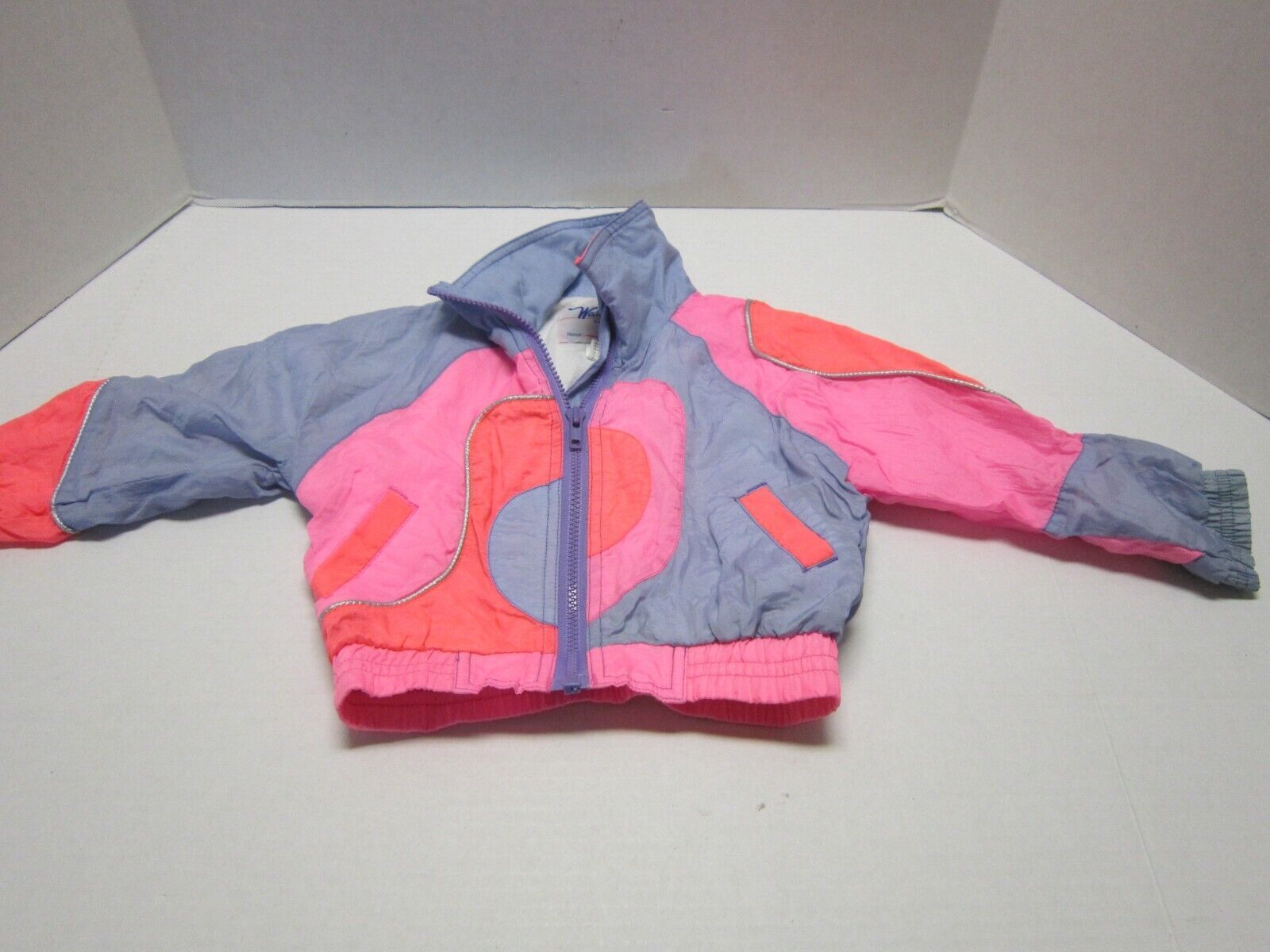 Vintage 1980s Color Block Girls Retro Tracksuit Jacket Kids Size 3 Weather Tamer - $29.99