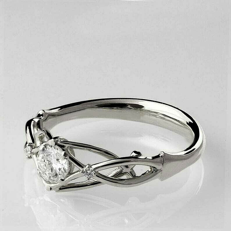 1.45Ct Round Cut White Diamond 925 Sterling Silver Designer Engagement Ring