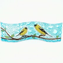 Fused Art Glass Goldfinch Yellow Finch Wavy Decor Sun Catcher Handmade Ecuador