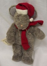 Eddie Bauer Grey Mouse With Santa Hat And Scarf 8" Plush Stuffed Animal - $16.34