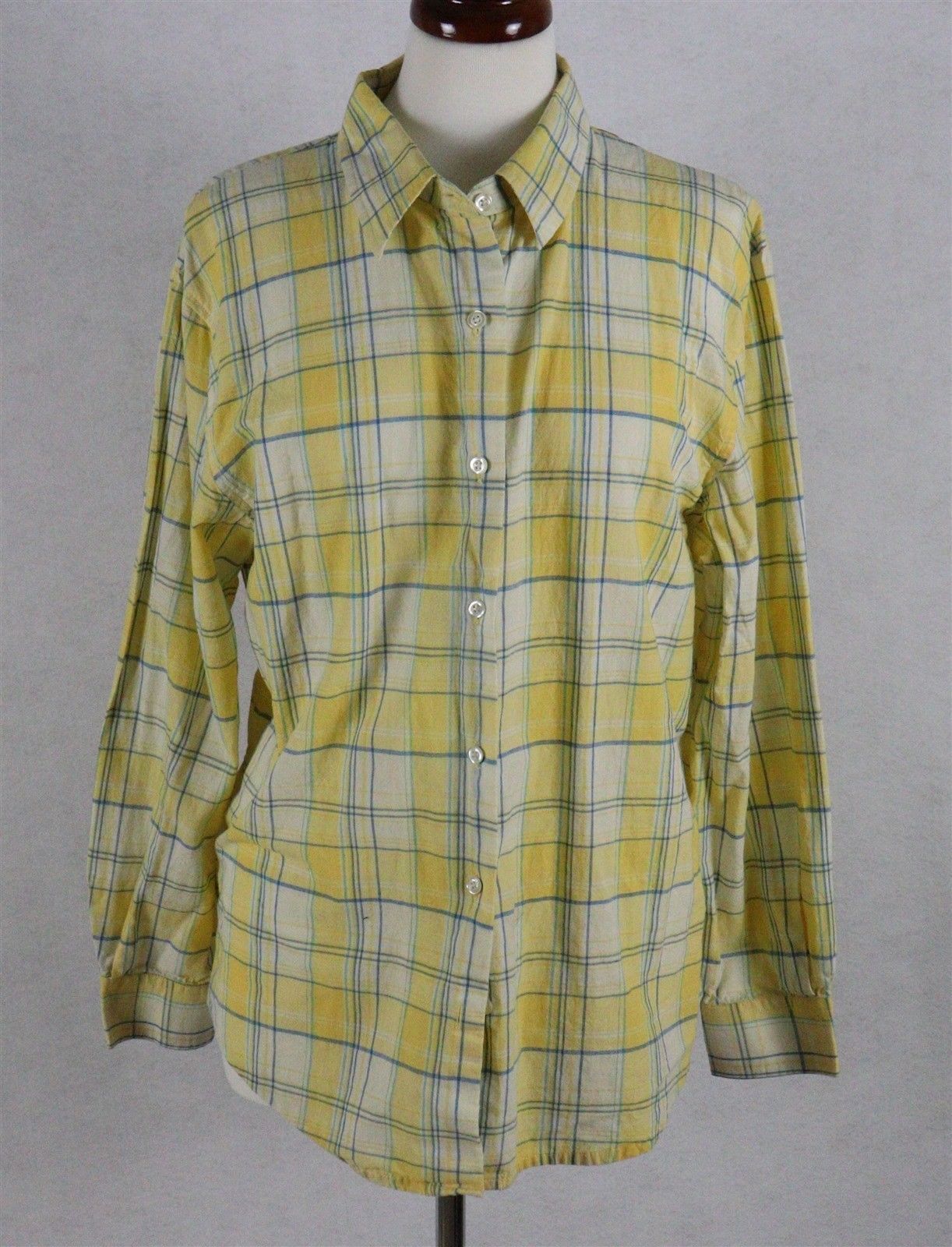 Appleseeds Womens Long Sleeve Yellow Plaid Blouse Size Large - Tops ...