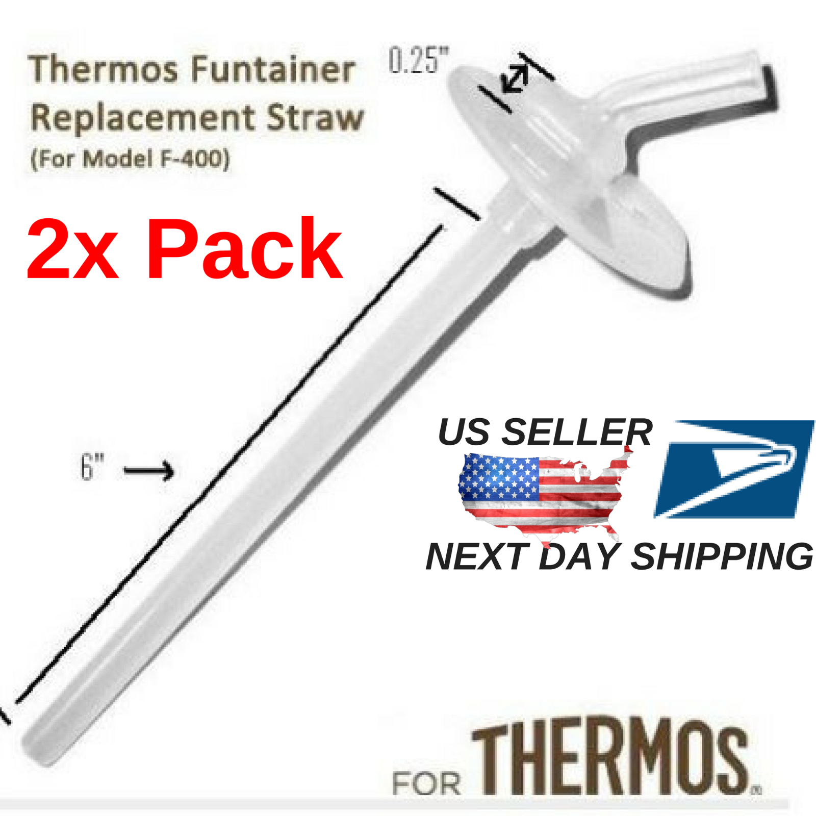 (2 Sets) BRAND New Thermos FUNtainer replacement straw Model F400