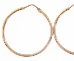 18K ROSE GOLD ROUND CIRCLE EARRINGS DIAMETER 25 MM WIDTH 1.7 MM, MADE IN ITALY image 1