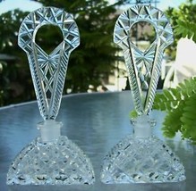 PAIR Vintage Czech Perfume Bottles~Signed~Daubers Intact~RARE~5.75&quot; ~Gor... - $455.39