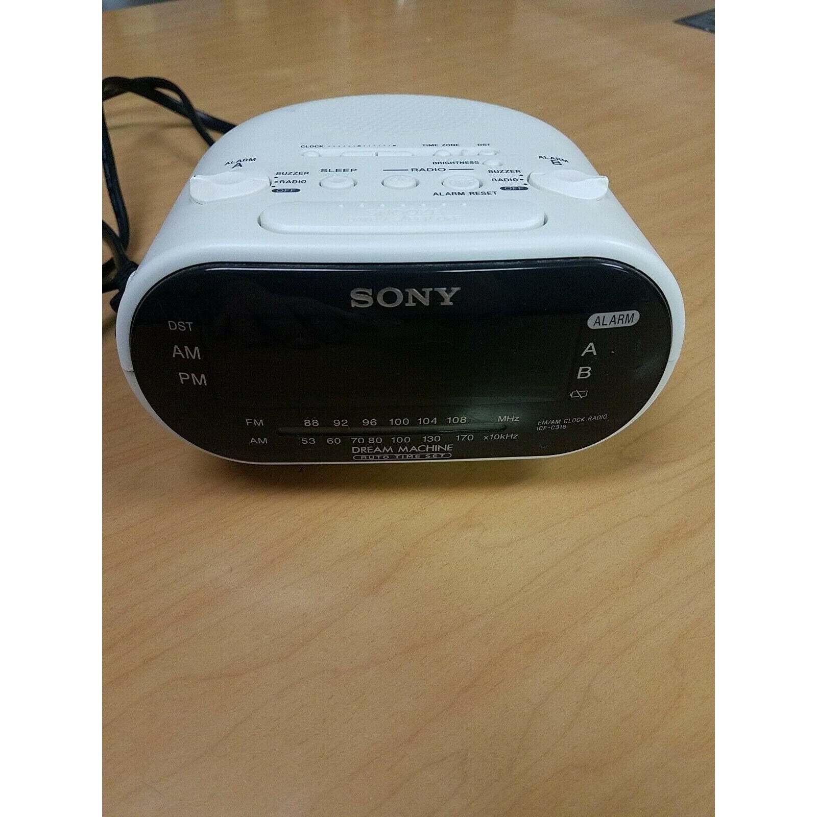 Sony Dream Machine AM/FM Dual Alarm White Clock Radio ICFC318
