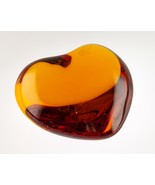 Baccarat Amber Puffy Crystal Heart Paperweight 3&quot; - $118.80