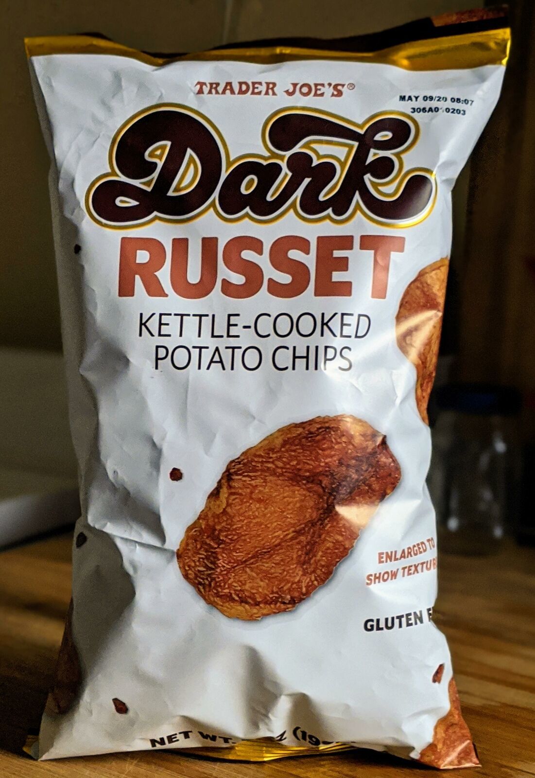 Trader Joe's Dark Russet KettleCooked Potato Chips 7 oz. bag Chips