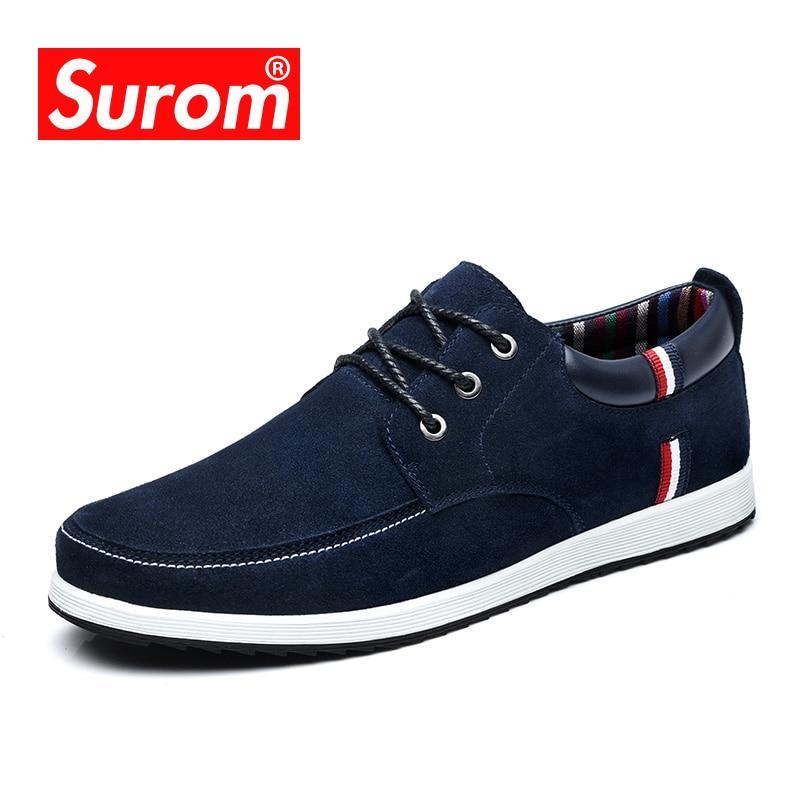 SUROM Men's Leather Casual Shoes Moccasins Men Loafers Luxury Brand ...