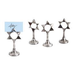 Pottery Barn Set 4 Star of David Place Card Name Tag Holders Hanukkah Re... - $21.44