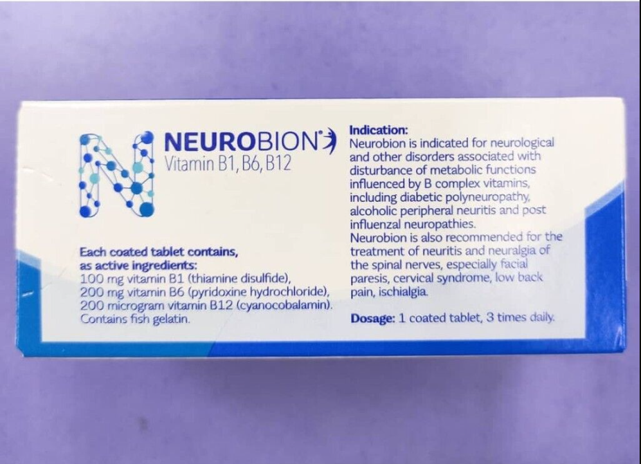 60 Tablets Neurobion Vitamin B1, B6, B12 for Numbness, Tingling