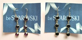 2 Vintage Swarovski 10K Gold Filled Dangle Earrings Purple &amp; Onyx Crystals - $20.00