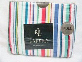 Ralph Lauren Bay View Stripe Turquoise Multi Full/Double Flat Sheet - $58.00