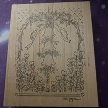 Wedding Bells Gazebo & Heart Flowers Rubber Stamp Wood Mounted 5” H X 3.75” W - $18.99