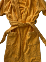 Bottega Veneta Women Orange Tangerine Terry Belt Hood Bath Robe Sz M Italy Pool image 5