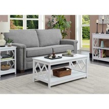 Convenience Concepts Diamond Rectangular Coffee Table in White Wood Finish - $141.99