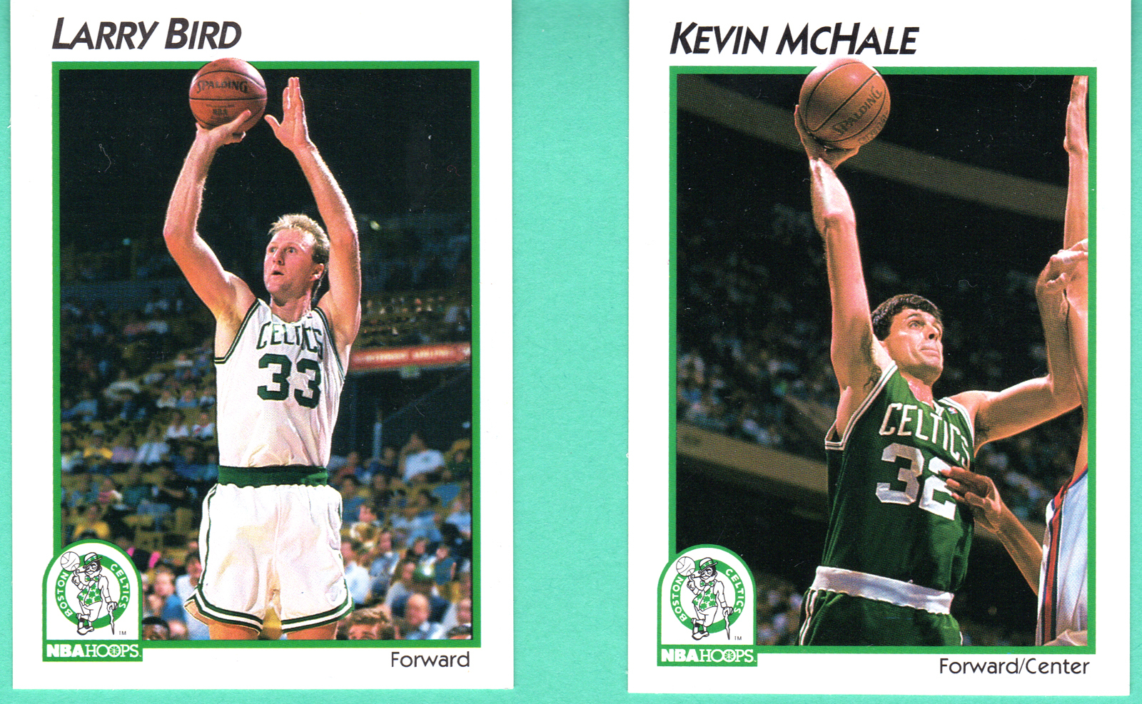 1991 NBA Hoops 2 Larry Bird and 3 Kevin McHale Basketball Cards