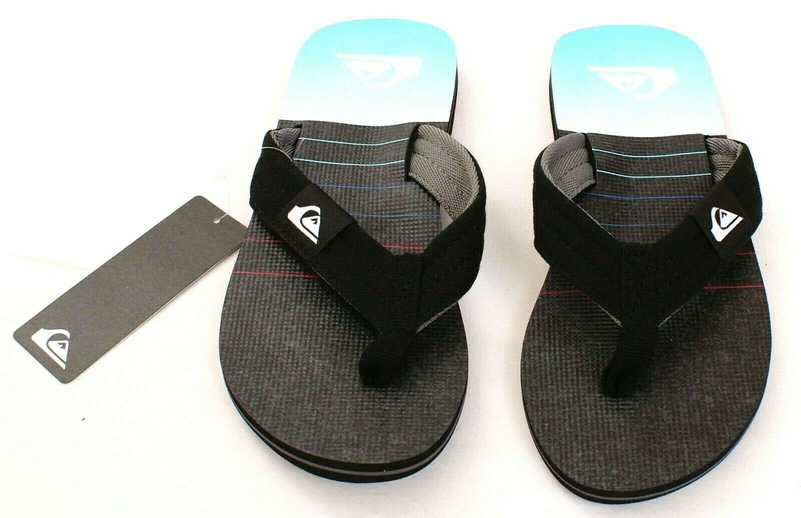 Quiksilver Men's Blue & Black Flip Flops Thong Sandals NWT - $29.99