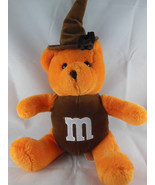 M&M Nanco Plush Orange Teddy Bear w brown torso 10" sitting size + hat Mars Co. - $5.30