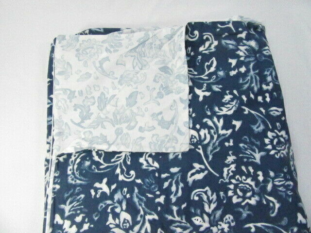 Eddie Bauer Batik Floral Navy Blue Reversible Full/Double Duvet Cover ...