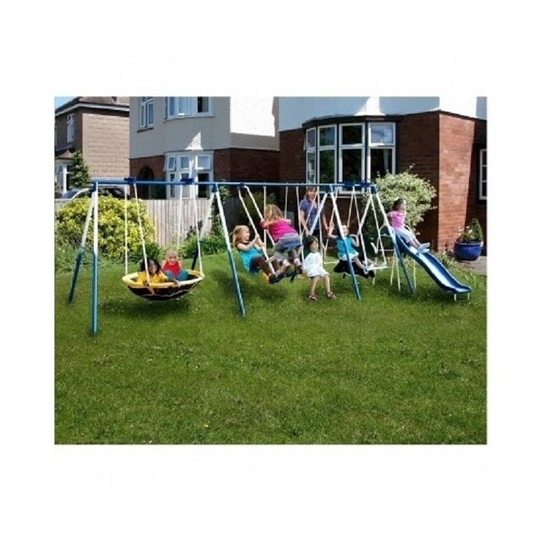 Metal Swingset 8 Legs 6' Wave Slide Flying Saucer Roman Glider Outdoor