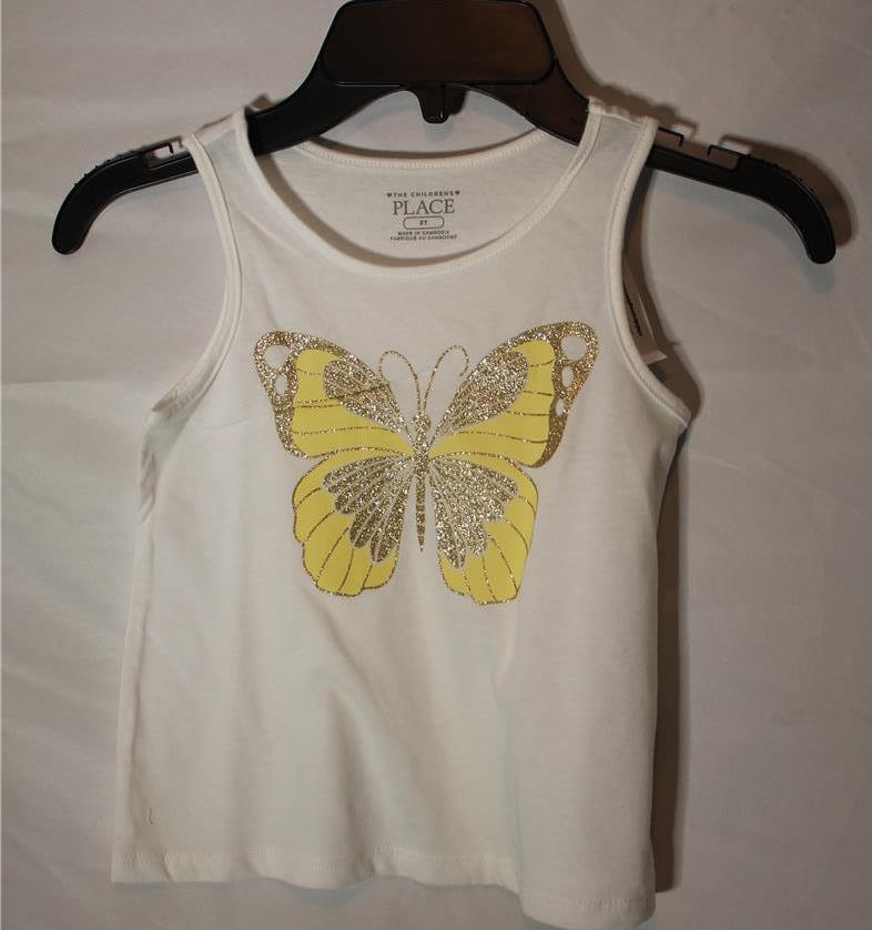 Primary image for NWT The Children's Place Baby Girls' Graphic Tank Top White and Gold 3T