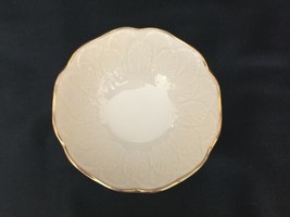 Vintage Lenox Cream Beige 24k Gold Rim Encrusted Bowl Made in USA Leaf Leaves image 2