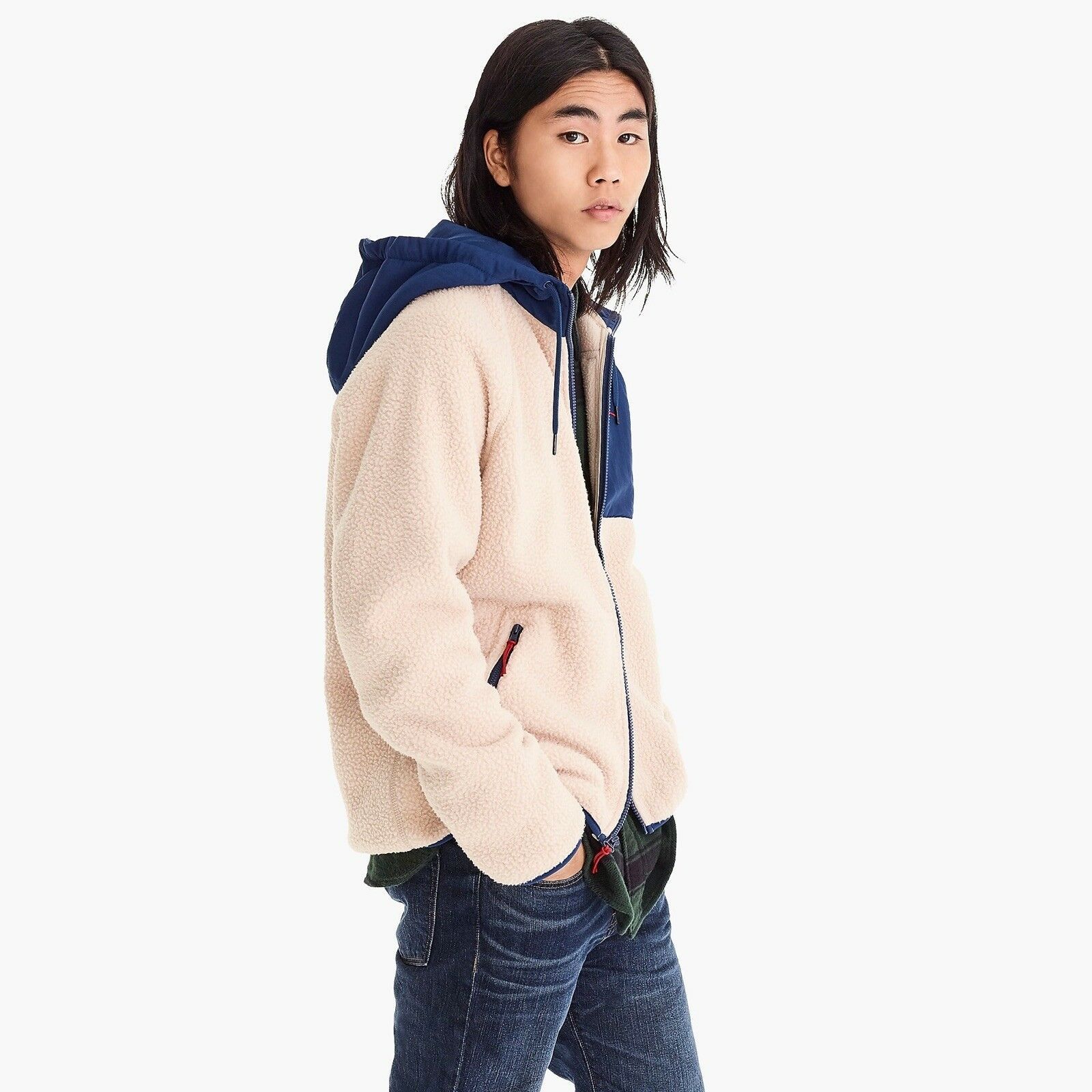 J. Crew Sherpa zip-front Hooded Jacket 