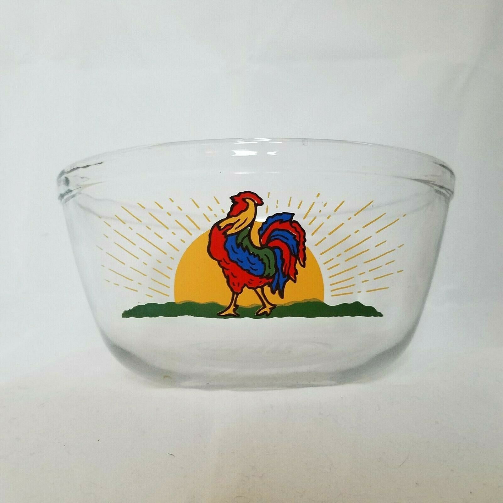 Anchor Hocking Vintage Rooster 1.5 Quart Clear Glass Mixing Bowl Collection Mixing Bowls