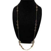 35” long J Crew gold tone chain necklace purple Amethyst rivoli asymetrical - $25.25