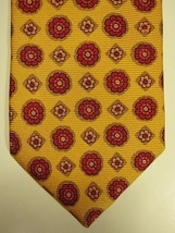 NEW Brooks Brothers Yellow Gold Orange and Red Stylized Op Art Flowers Silk Tie - $40.49