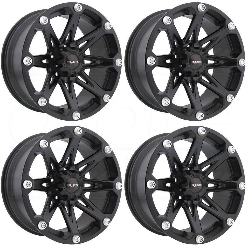 17x9 Ballistic 814 Jester 5x114.3 12 Flat Black Wheels Rims Set(4) - Wheels