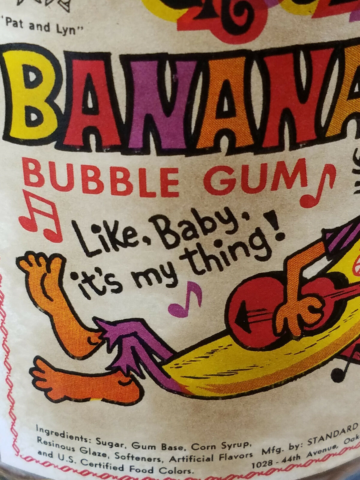 Groovy Banana Bubble Gum Hippie General Store Advertising Glass Counter