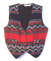 HeShy2 Red, Gray &amp; Black  Wool Blend Southwestern Print Vest with Pocket... - £23.76 GBP