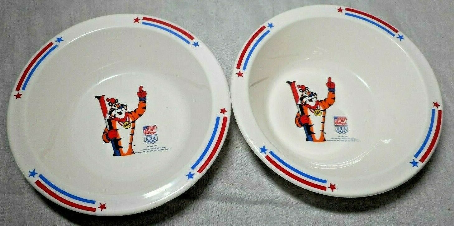 Kelloggs Official Sponsor of 1992 Olympics Cereal Bowl Tony the Tiger qty of 2 - $10.44