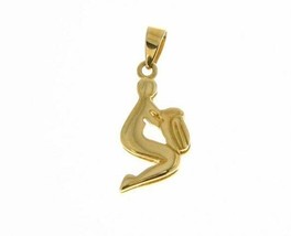 SOLID 18K YELLOW GOLD ZODIAC SIGN PENDANT ZODIACAL CHARM AQUARIUS MADE IN ITALY image 1