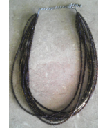 Vintage Brown Beaded Layered Fancy Necklace - Sparkly - $18.00