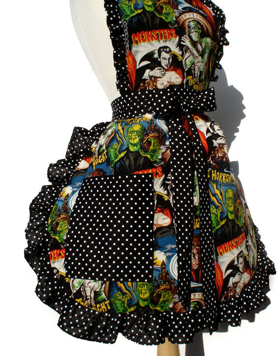 Retro Horror Movie Hollywood Monsters Vintage Inspired Apron - Aprons