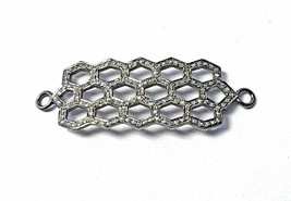 Pave Diamond Hexagon Jewelry Connector 925 Silver Diamond Bracelet Conne... - $192.30
