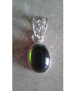 Green Glass &amp; Sterling Silver Pendant  - $18.00