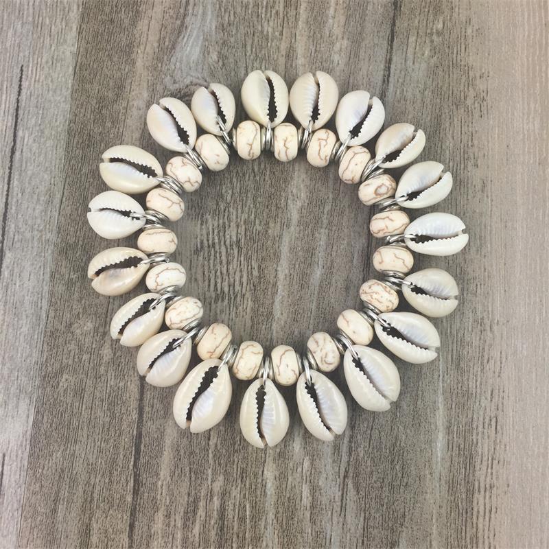 Woman Beach Jewelry Bohemian full sea Shell Natural Stone Bracelet Multil Beads