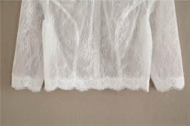White 3/4 Sleeve Short Lace Tops Bridal Bridesmaid Shirt Boho wedding Plus Size image 3