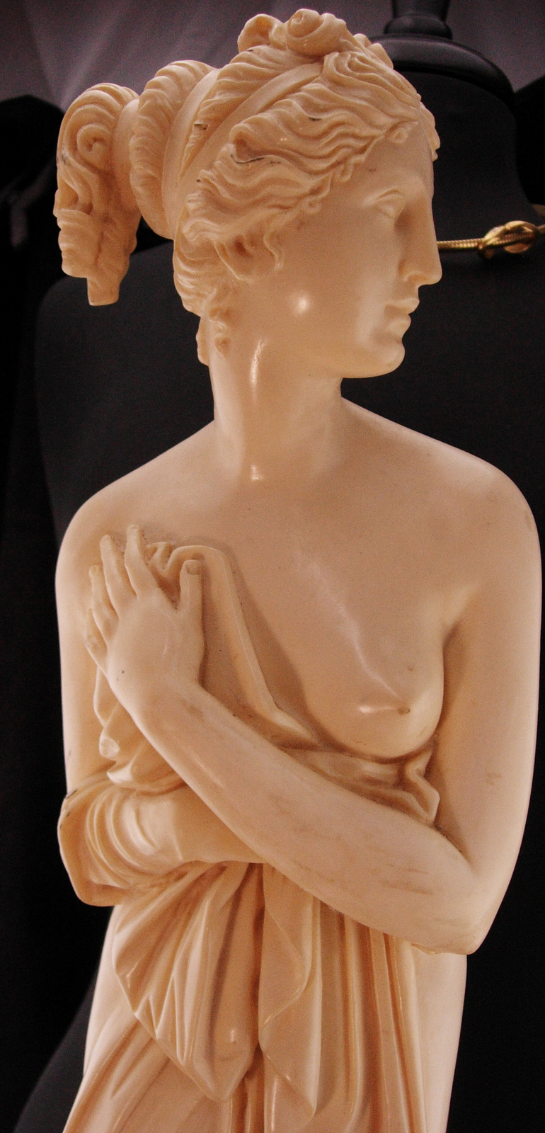 Primary image for 25" BIG Aphrodite nude figurine - Vintage Signed Venus statue - marble Goddess  